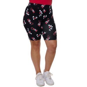 New Women's Plus Size Disney Mickey Mouse Bike Shorts All-Over Print Black